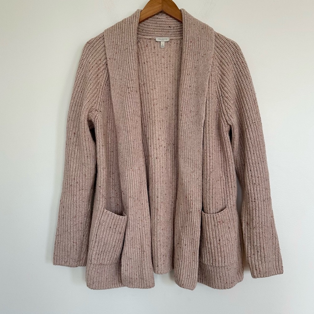 Talbots Open Front Shawl Collar Rib Knit Chunky Cardigan Size Large